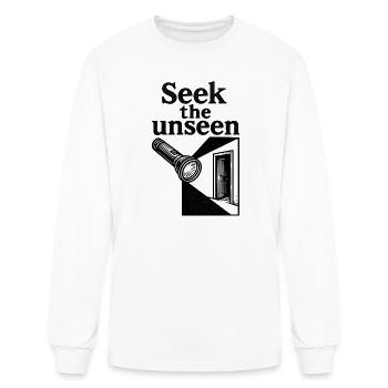 Seek The Unseen Flashlight Urbex Minimalist Art - Men's Long Sleeve T-Shirt - white - Front