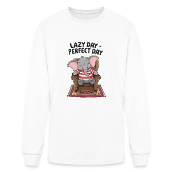 Elephant Lazy Day Perfect Day Comfy Chair - Men's Long Sleeve T-Shirt - white - Front