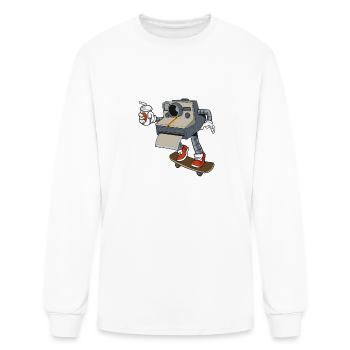 ComicStyle Skating Polaroid Camera - Men's Long Sleeve T-Shirt - white - Front