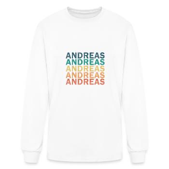 Andreas Name T Shirt - Andreas Vintage Retro Name - Men's Long Sleeve T-Shirt - white - Front