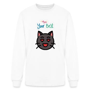 Petit t-shirt motivant à motif de chat noir mignon - T-shirt à manches longues Homme - blanc - Devant