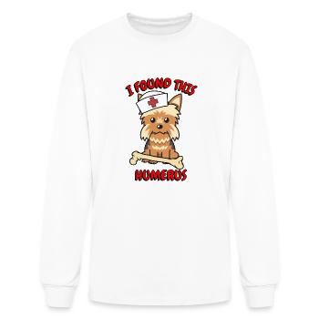 Funny Yorkshire Terrier Tells A Lame Joke - Men's Long Sleeve T-Shirt - white - Front