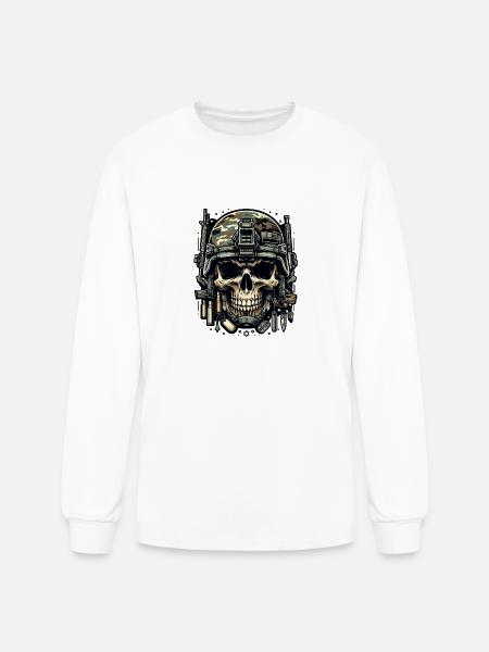 Soldier's Legacy: Camo Skull - Men's Long Sleeve T-Shirt - white