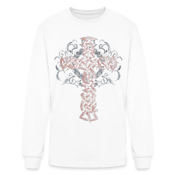 Tribal Cross - Men's Long Sleeve T-Shirt - white - Front