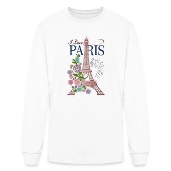 I Love Paris Eiffel Floral - Men's Long Sleeve T-Shirt - white - Front
