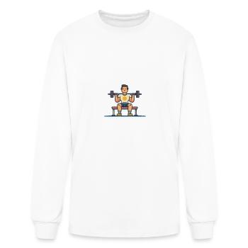Cartoon Bench Press Hero - Men's Long Sleeve T-Shirt - white - Front