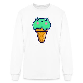 Kawaii Frog Ice Cream Cone - Men's Long Sleeve T-Shirt - white - Front