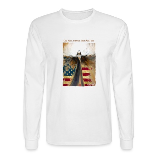 God bless America Angel_Strong color_Brown type - Men's Long Sleeve T-Shirt