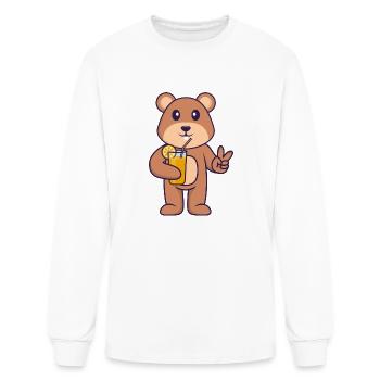 Cute Squirrel Holding Orange Juice In Glass - Men's Long Sleeve T-Shirt - white - Front