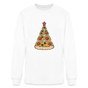 Pepperoni Pizza Tree Holiday Food Art - Men's Long Sleeve T-Shirt - white - Front