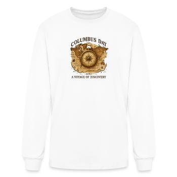 Columbus Day Vintage Map & Compass - Men's Long Sleeve T-Shirt - white - Front
