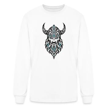 Viking Helm Rune Beard Art - Men's Long Sleeve T-Shirt - white - Front