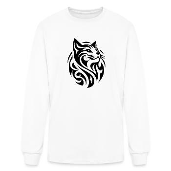 Geometric Tribal Tattoo Cats Head - Men's Long Sleeve T-Shirt - white - Front