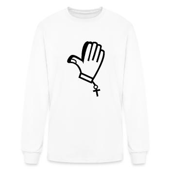 Hand praying with a cross - Men's Long Sleeve T-Shirt - white - Front