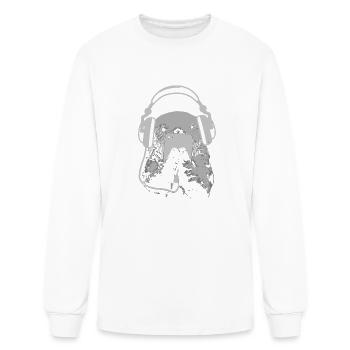 Sea Otter With Cell Phone And Headphones - Men's Long Sleeve T-Shirt - white - Front
