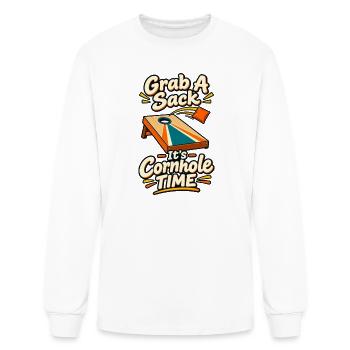 Cornhole Time Slogan Art - Men's Long Sleeve T-Shirt - white - Front