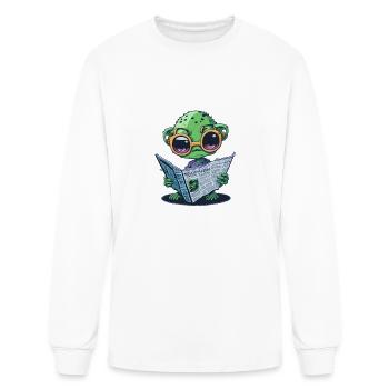 Cute Alien reading the newspaper - Men's Long Sleeve T-Shirt - white - Front