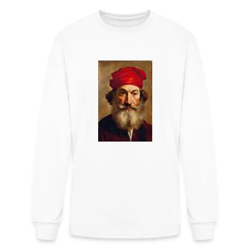 Man with Red Cap and Robe - Men's Long Sleeve T-Shirt - white - Front