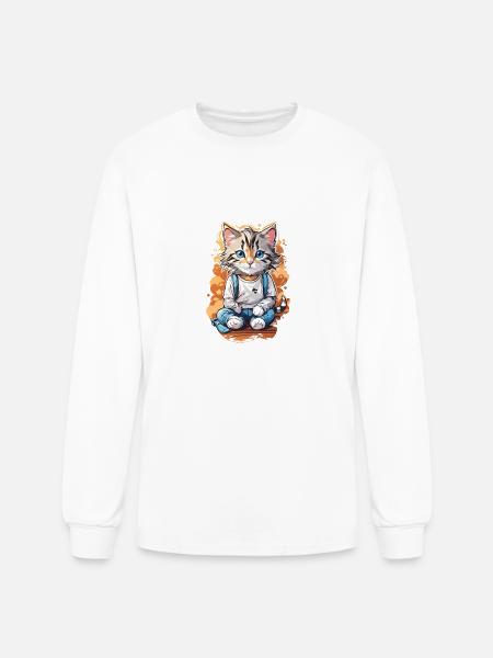 Cute Cat - Men's Long Sleeve T-Shirt - white