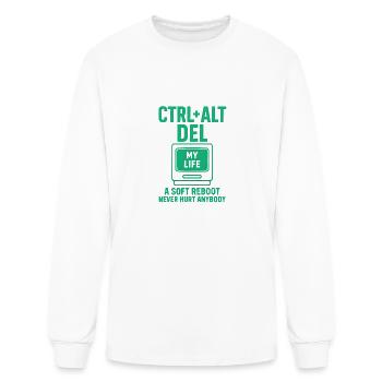 Retro Computer Monitor – Ctrl+Alt+Del My Life - Men's Long Sleeve T-Shirt - white - Front