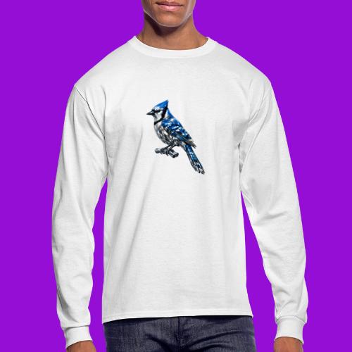 Silver Blue Jay on Perch - Men's Long Sleeve T-Shirt