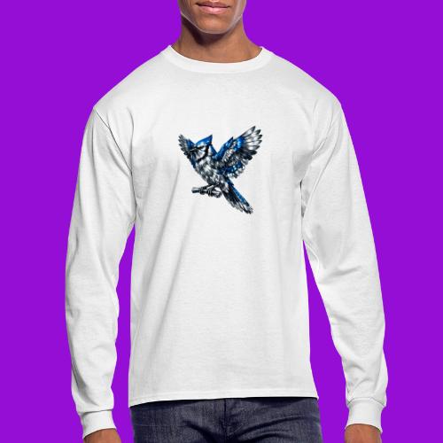 Silver Blue Jay Open Wing Perch - Men's Long Sleeve T-Shirt