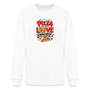 Pizza is my Love Languate Tshirt - Men's Long Sleeve T-Shirt - white - Front