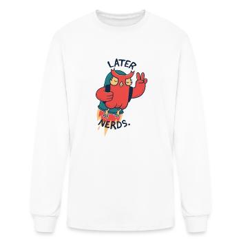Blast Off Owl - Men's Long Sleeve T-Shirt - white - Front