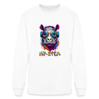 Hipster hippo - Men's Long Sleeve T-Shirt - white - Front