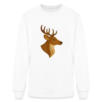 Majestic Deer Head – Noble Forest Dweller Motif - Men's Long Sleeve T-Shirt - white - Front