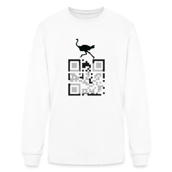 Ostrich on QR Code Monochrome - Men's Long Sleeve T-Shirt - white - Front