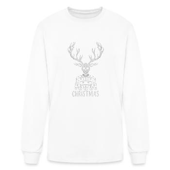 Merry Antlers: Festive Mono Sketch - Men's Long Sleeve T-Shirt - white - Front