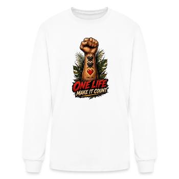 One Life Fist Tattoo Graphic - Men's Long Sleeve T-Shirt - white - Front
