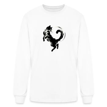 Whimsical, Sleek Cat Graphics - Purrfectly Crafted - Men's Long Sleeve T-Shirt - white - Front