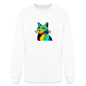 Whimsical, Sleek Cat Graphics - Purrfectly Crafted - Men's Long Sleeve T-Shirt - white - Front