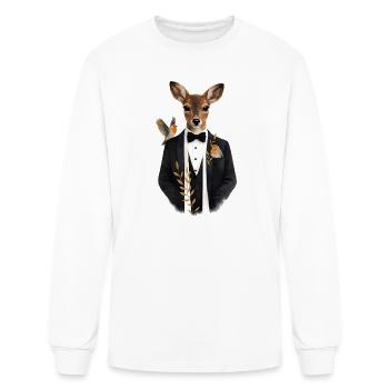 Elegant Deer in a Tuxedo with Birds - Men's Long Sleeve T-Shirt - white - Front