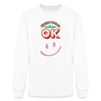 Retro Everything Will Be OK Daisy Graphic Tee - Men's Long Sleeve T-Shirt - white - Front