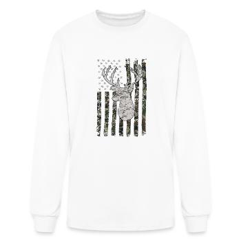 Buck Deer Hunting Camouflage Flag Hunter - Men's Long Sleeve T-Shirt - white - Front
