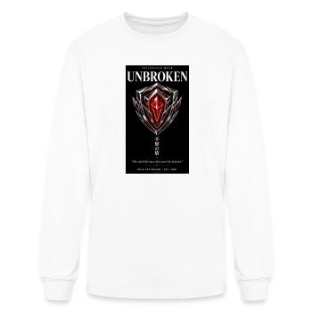 Unbroken Cyberpunk Chrome Aegis Shield Graphic Tee - Men's Long Sleeve T-Shirt - white - Front