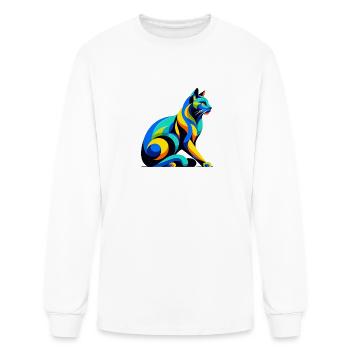 Whimsical, Sleek Cat Graphics - Purrfectly Crafted - Men's Long Sleeve T-Shirt - white - Front