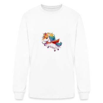 Funny unicorn as hero for a Superhero - Men's Long Sleeve T-Shirt - white - Front