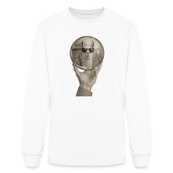Llama in Reflective Globe - Men's Long Sleeve T-Shirt - white - Front