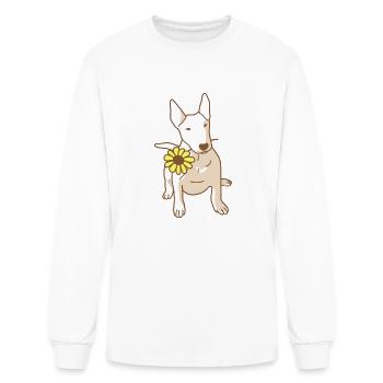 Bull Terrier And Sunflower - Men's Long Sleeve T-Shirt - white - Front
