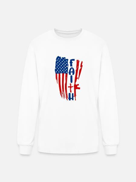 Faith in Red White Blue - Men's Long Sleeve T-Shirt - white