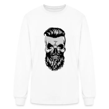 Crâne de hipster avec barbe - T-shirt à manches longues Homme - blanc - Devant