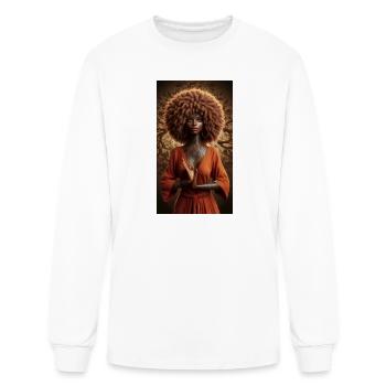 Déesse afro en robe rouille - T-shirt à manches longues Homme - blanc - Devant