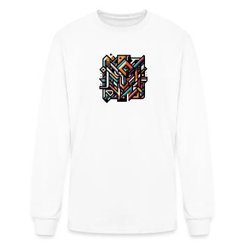 Abstract Geometric Tech Art - Men's Long Sleeve T-Shirt - white - Front