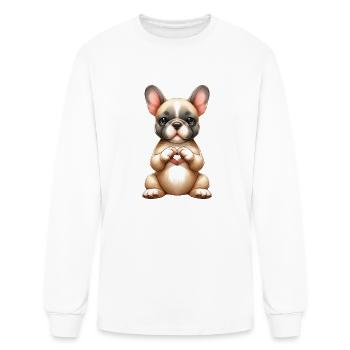 French Bulldog Love Heart Hand Sign - Men's Long Sleeve T-Shirt - white - Front