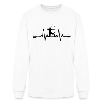 Archer Arrow and bow sports Heartbeat Archery - Men's Long Sleeve T-Shirt - white - Front