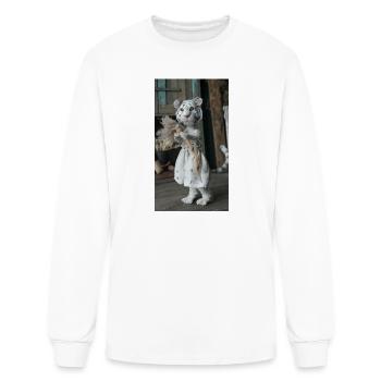Tiger Plush in Dress with Broom - Men's Long Sleeve T-Shirt - white - Front